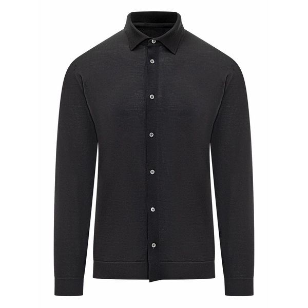 フィリッポ デ ラウレンティス メンズ カーディガン アウター Buttoned wool cardigan Black|asty
