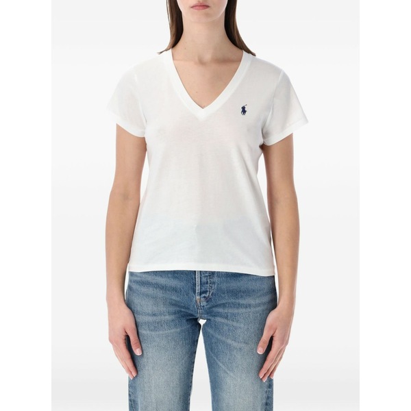 ラルフローレン レディース プルオーバー トップス V-neck t-shirt White