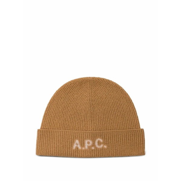 アーペーセー メンズ 帽子 アクセサリー Logo-embroidered wool beanie Neutrals