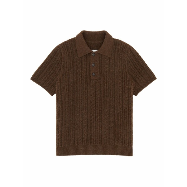 マルタンマルジェラ メンズ ポロシャツ トップス Cable-knit polo shirt Brown｜asty