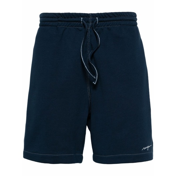 エムエスジイエム メンズ 心地よいズボン下 ボトムス Logo-embroidered track shorts Blue