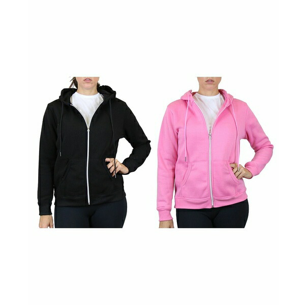 円 予約販売 本 ギャラクシーバイハルビック レディース カットソー トップス Women S Fleece Lined Zip Hoodie Pack Of 2 Black Pink