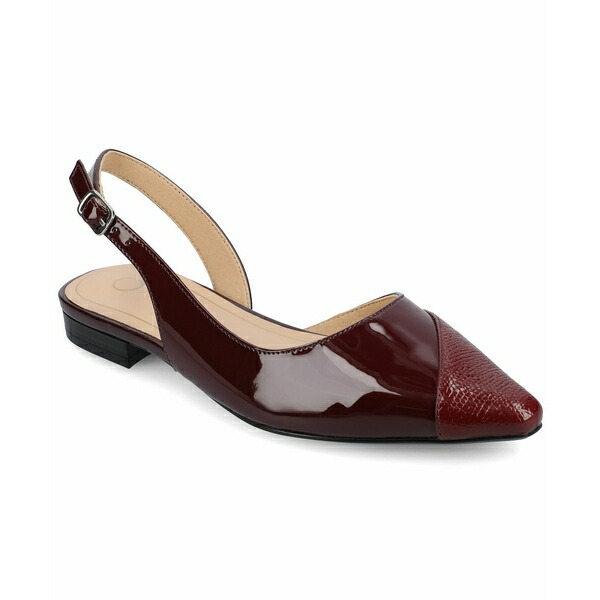 ジャーニーコレクション レディース サンダル シューズ Women's Daphnne Pointed Toe Slingback Flats Oxblood画像