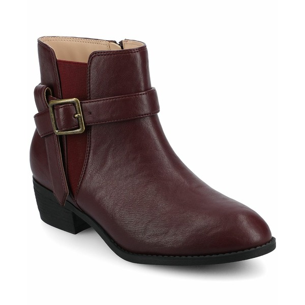 ジャーニーコレクション レディース ブーツ シューズ Women's Devina Block Heel Ankle Booties Oxblood画像