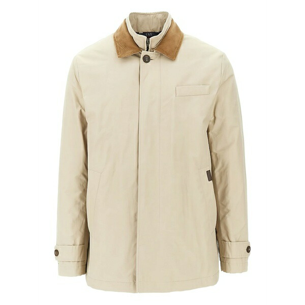 フェイ メンズ ジャケット＆ブルゾン アウター Corduroy-collar long-sleeve jacket Neutrals｜asty