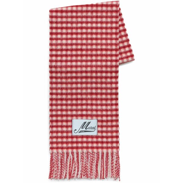 マルニ レディース 消音装置・袈裟・えり巻き 添え物 Gingham scarf Red