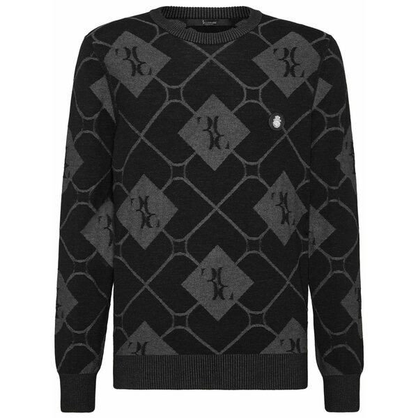 ビリオネア メンズ 編み物\u0026プルオーバー アウター Intarsia-knit jumper Black
