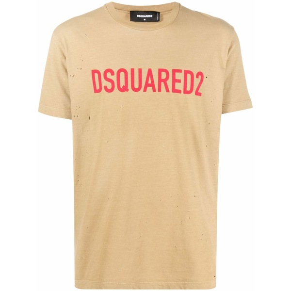 ディースクエアード メンズ プルオーバー トップス Logo-print short-sleeve t-shirt Neutrals