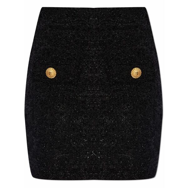 バルマン レディース スコート ボトムス High-waisted boucl?? miniskirt Black
