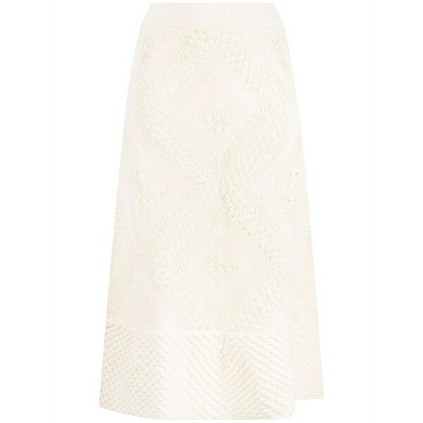 ジル・サンダー レディース スコート ボトムス Open-knit patterned MIDI skirt White