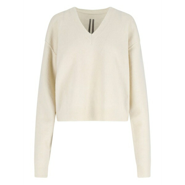 リックオウエンス レディース 編み物\u0026ティーシャツ アウター V-neck alpaca wool sweater Neutrals