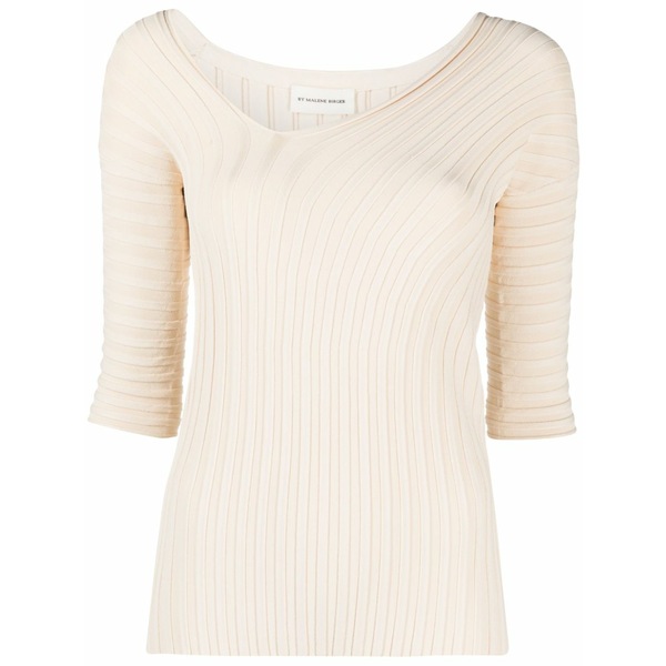 バイマレンバーガー レディース 編み物\u0026スウェーター アウター Ribbed-knit asymmetric top Neutrals