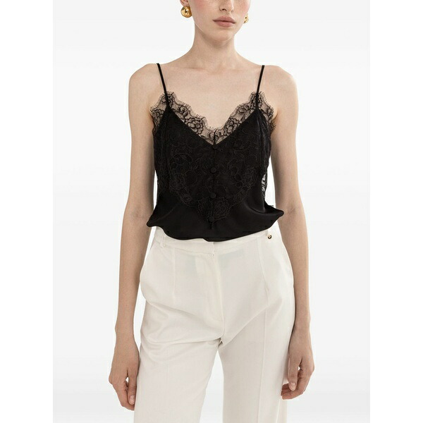 ニッサ レディース プルオーバー トップス Lace panel blouse Black