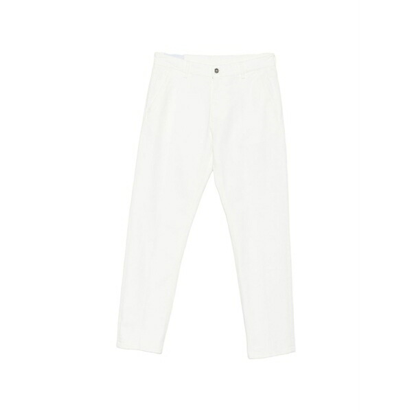 ドンダップ メンズ 心地好いズボン下 ボトムス Oliver straight-leg logo-patch trousers White