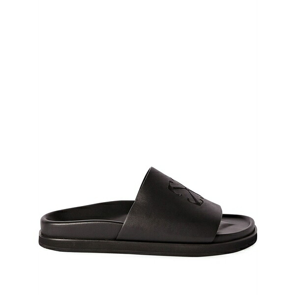 オフホワイト メンズ サンダル シューズ Arrow-motif slides Black｜asty