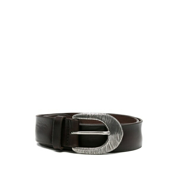 オルチアーニ レディース ベルト アクセサリー Engraved-buckle leather belt Brown｜asty