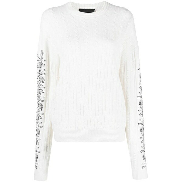フィリップ飾り気の無い レディース 編み物\u0026ティーシャツ アウター Sequin skull pullover jumper Neutrals