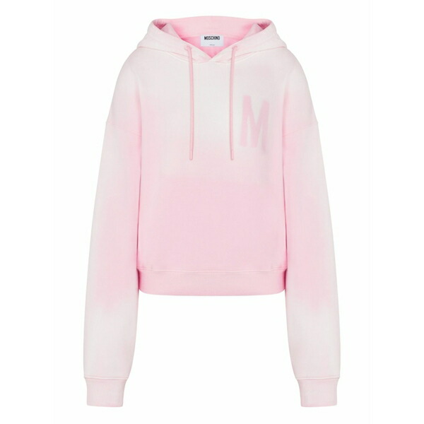 モスキーノ レディース パーカー・スウェットシャツ アウター Logo-detail long-sleeve hooded sweater Pink