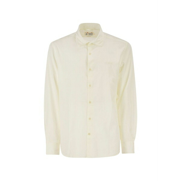 エムシーツーセイントバース メンズ シャツ トップス Embroidered logo cotton shirt Neutrals｜asty