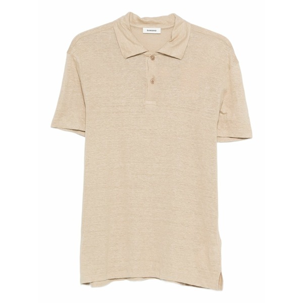 真砂ロ メンズ スポーツシャツ トップス Linen polo shirt Neutrals