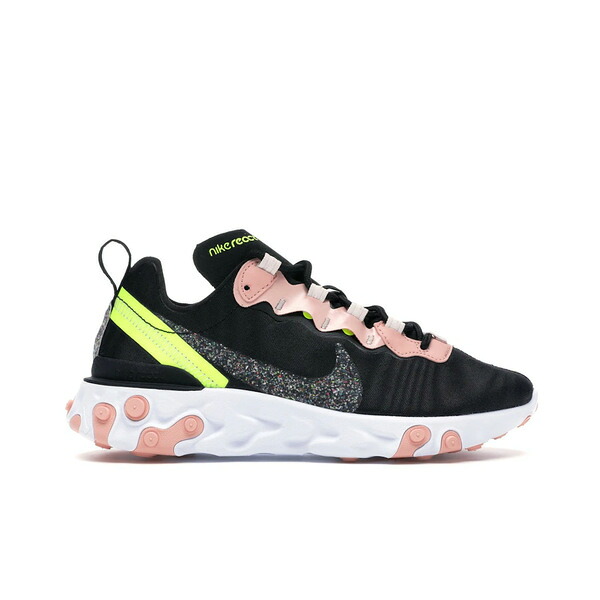Nike ナイキ レディース スニーカー 【Nike React Element 55 Premium Black Coral Stardust (Women's)】 サイズ US_5.5(22.5cm) Black/Coral Stardust/Light Soft Pink/Volt｜asty