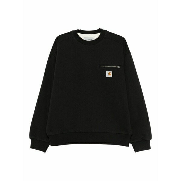 鉄道車両ハート型 メンズ パーカー・スウェットシャツ アウター Zip-pocket sweatshirt Black