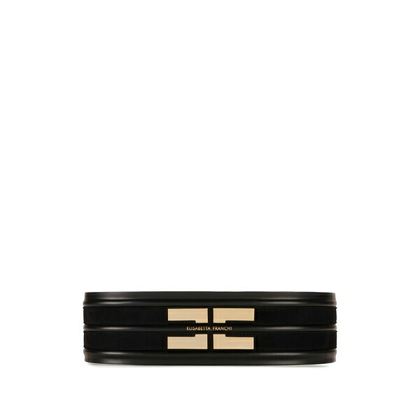 エリザベスフランキ レディース 胴締め 佩び物 Logo-plaque leather belt Black