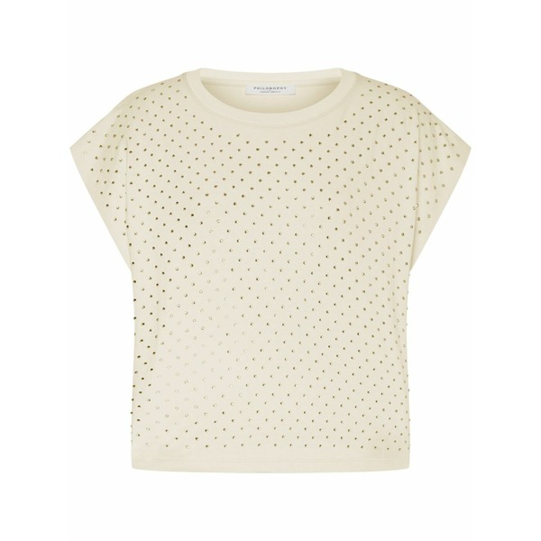 フィロソフィーデロレンゾセラフィーニ レディース プルオーバー トップス Rhinestone-embellished cotton t-shirt Neutrals