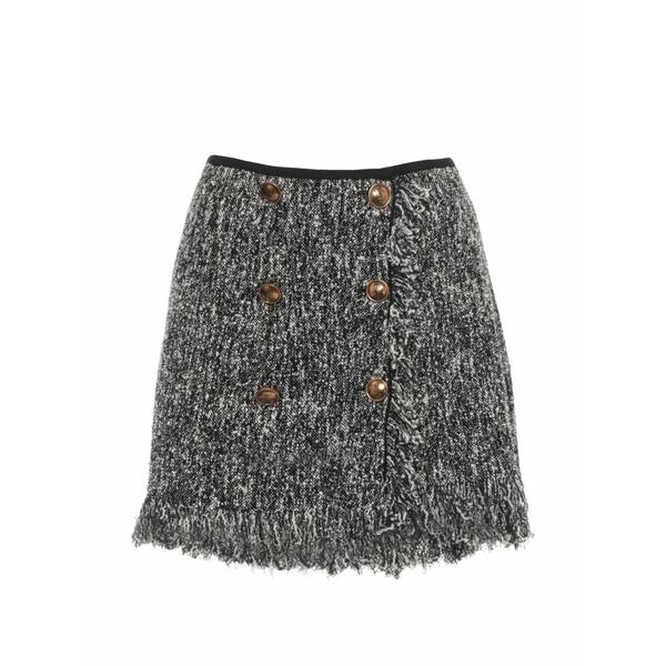 エリザベスフランキ レディース スコート ボトムス Double-breasted frayed mini skirt Black ボトムス-レディースファッション