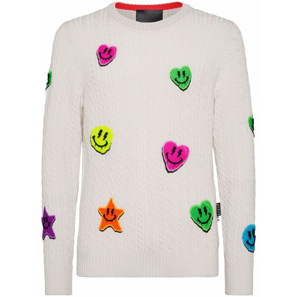フィリップ飾り気のない メンズ 編み物\u0026プルオーバー アウター Appliqu?? cable-knit jumper White