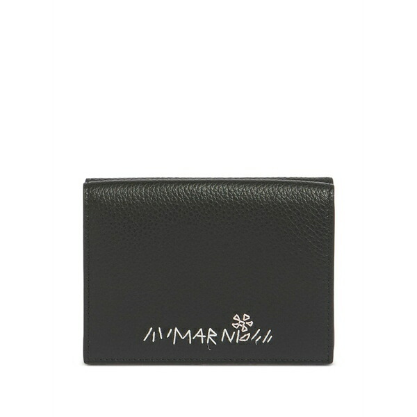 マルニ レディース 金入れ 付属物 Embroidered-flower trifold wallet Black