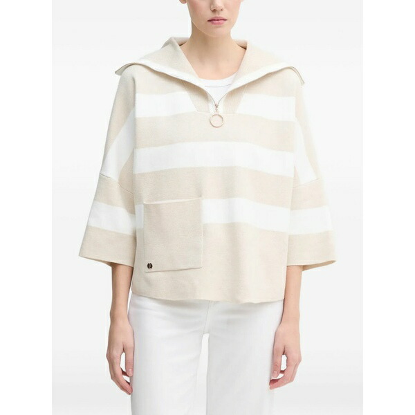 ジョセフリブコフ レディース ニット&セーター アウター Striped-pattern half-zip sweater Neutrals|asty