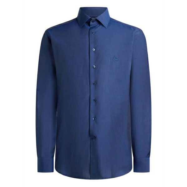 エトロ メンズ シャツ トップス Pegaso-embroidery shirt Blue|asty