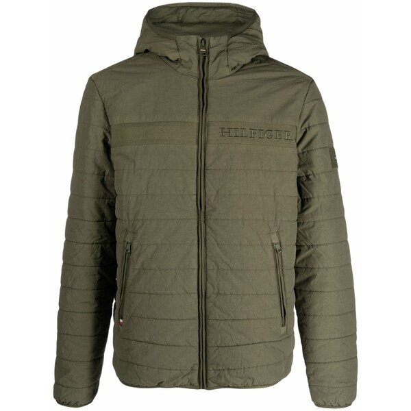 トミー ヒルフィガー メンズ ジャケット＆ブルゾン アウター Logo-embroidered padded hooded jacket Green｜asty