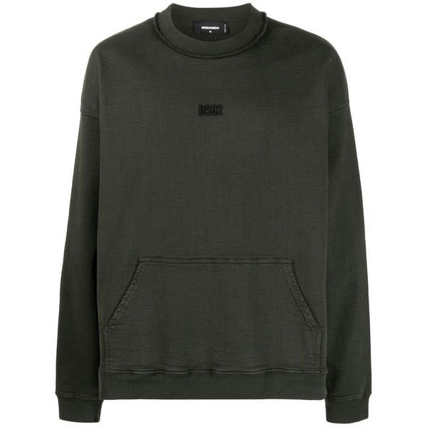 ディースクエアード メンズ パーカー・スウェットシャツ アウター Logo-appliqu茫漏 crewneck sweatshirt Green