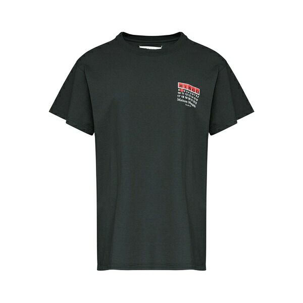 マルタンマルジェラ レディース Tシャツ トップス Numbers-print t-shirt Black|asty