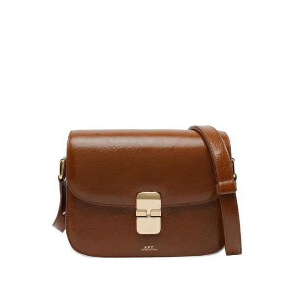 アーペーセー メンズ ショルダーバッグ 御徒面子 Small grace interlocking-closure calfskin cross body bag Brown