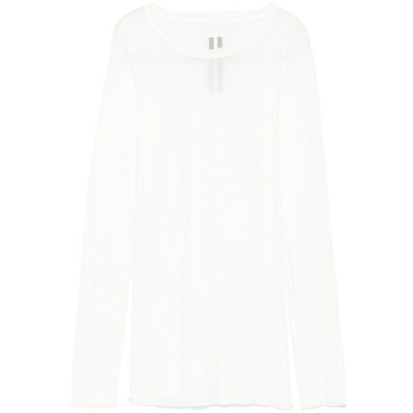 リックオウエンス レディース ティーシャツ トップス Ribbed long-sleeves t-shirt White レディースファッション-Tシャツ・カットソー