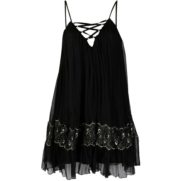 ニッサ レディース ワンピース トップス Strap-detail silk mini dress Black|asty