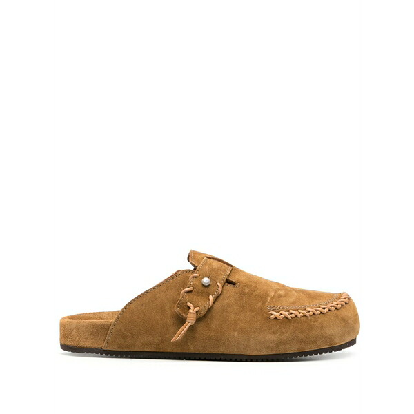 ブッテロ メンズ サンダル シューズ Decorative-stitching suede slippers Brown