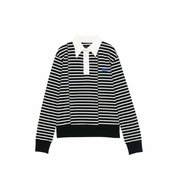 ウェールズ ボナー レディース スポーツシャツ トップス Reflect striped-pattern polo top Blue
