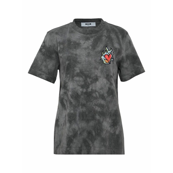 エムエスジイエム レディース Tシャツ トップス Love short-sleeved t-shirt Grey｜asty