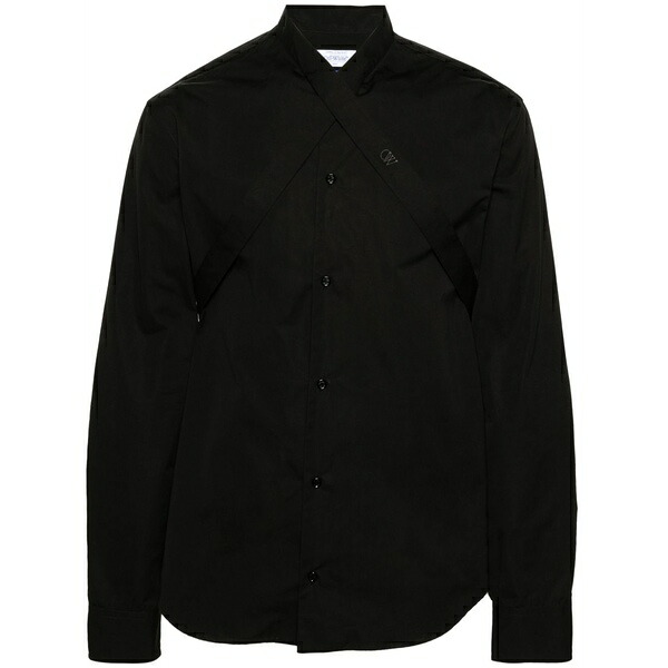 オフホワイト メンズ シャツ トップス Duchesse-collar cotton shirt Black|asty