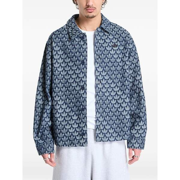アディダス メンズ シャツ トップス Monogram buttoned-up denim cotton shirt Blue