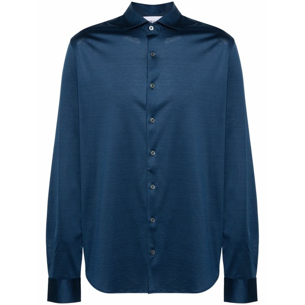 ディーフォーポイントゼロ メンズ プルオーバー トップス Classic-collar cotton shirt  Blue