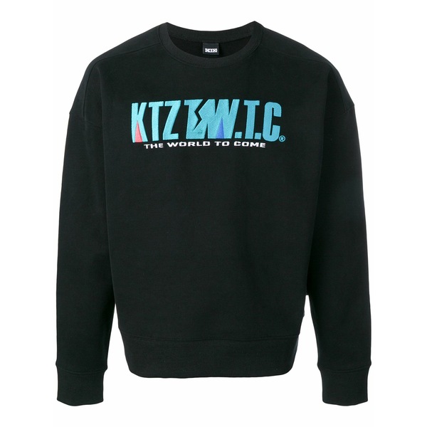 ケーティーゼット メンズ パーカー・スウェットシャツ アウター Mountain letter embroidered sweatshirt Black｜asty