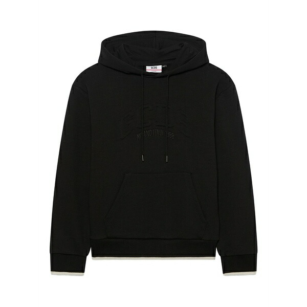 ジーシーディーエス レディース パーカー・スウェットシャツ アウター Logo-embossed hoodie Black