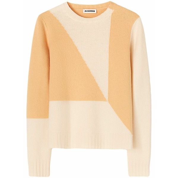 ジル・サンダー レディース 編み物\u0026スウェーター アウター Colour-block print knit jumper Orange