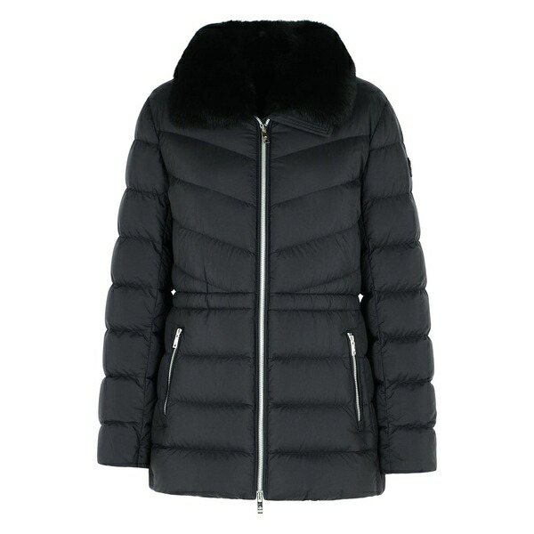 ムースナックルズ レディース 上衣＆上衣 アウター Fur-trimmed quilted jacket Black