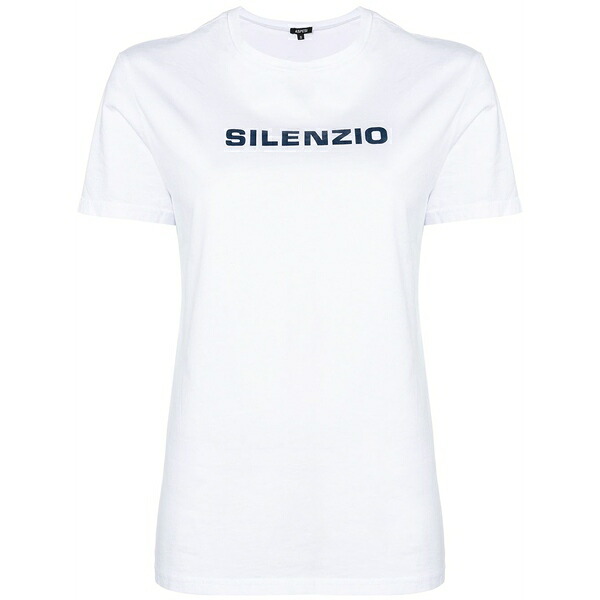 アスペジ レディース Tシャツ トップス Silenzio print t-shirt White｜asty